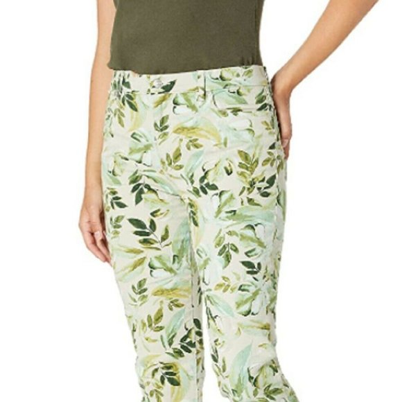 NWT Gloria Vanderbilt Amanda Capri Jeans in Stonewood & Palm Jungle Print Sz 12 - Picture 6 of 14
